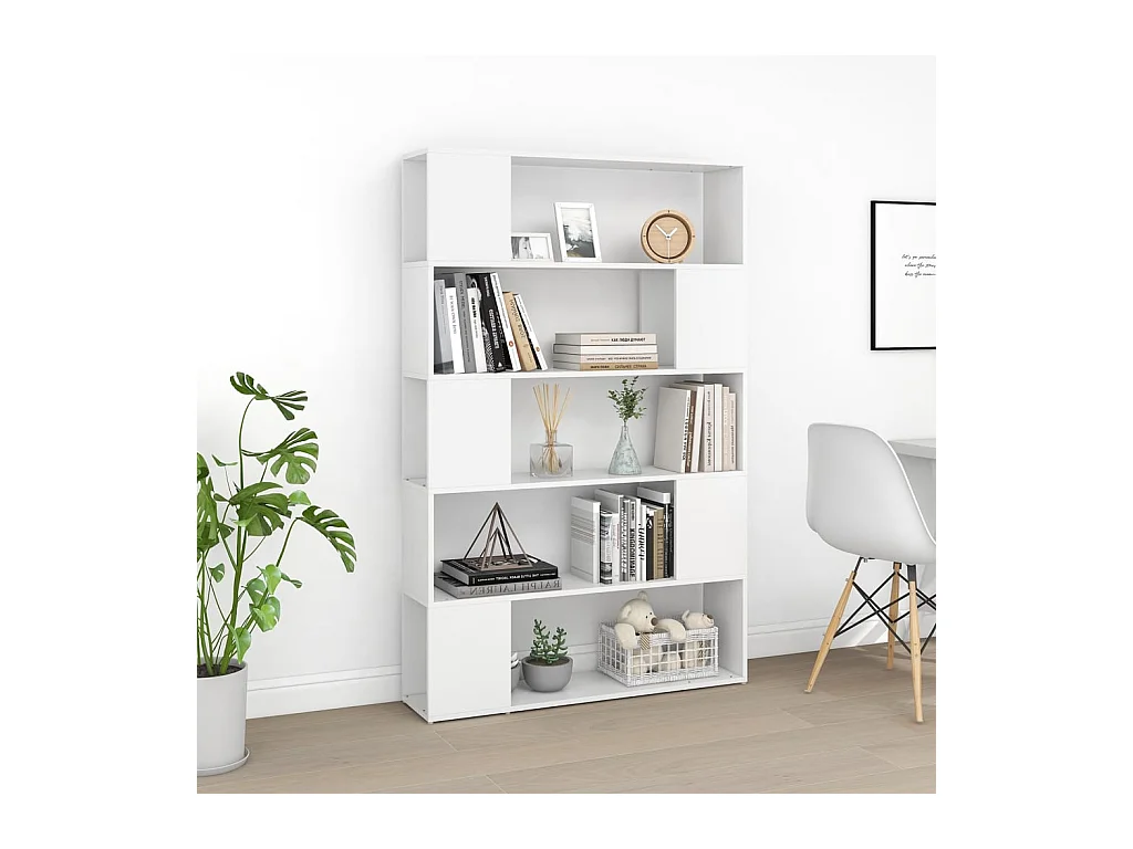 Boekenkast/kamerscherm 100x24x155 cm bewerkt hout wit NL336374