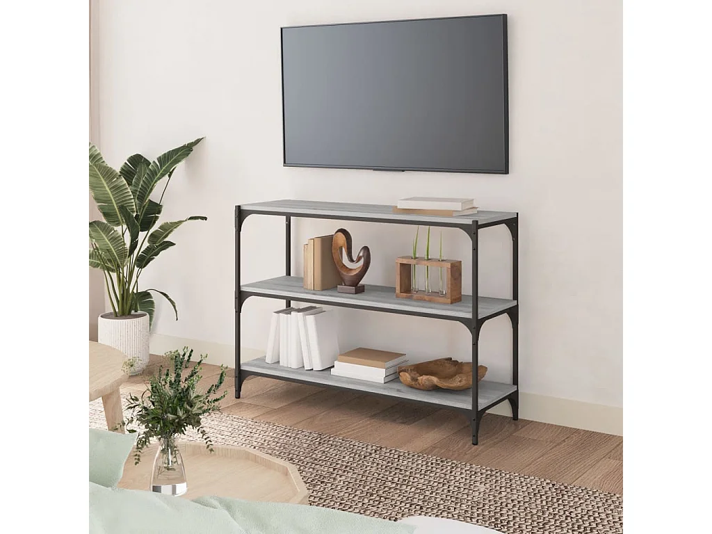 Bibliothèque Sonoma gris 100x33x70,5 cm Bois d'ingénierie acier OFR45949 BonneVie Meuble