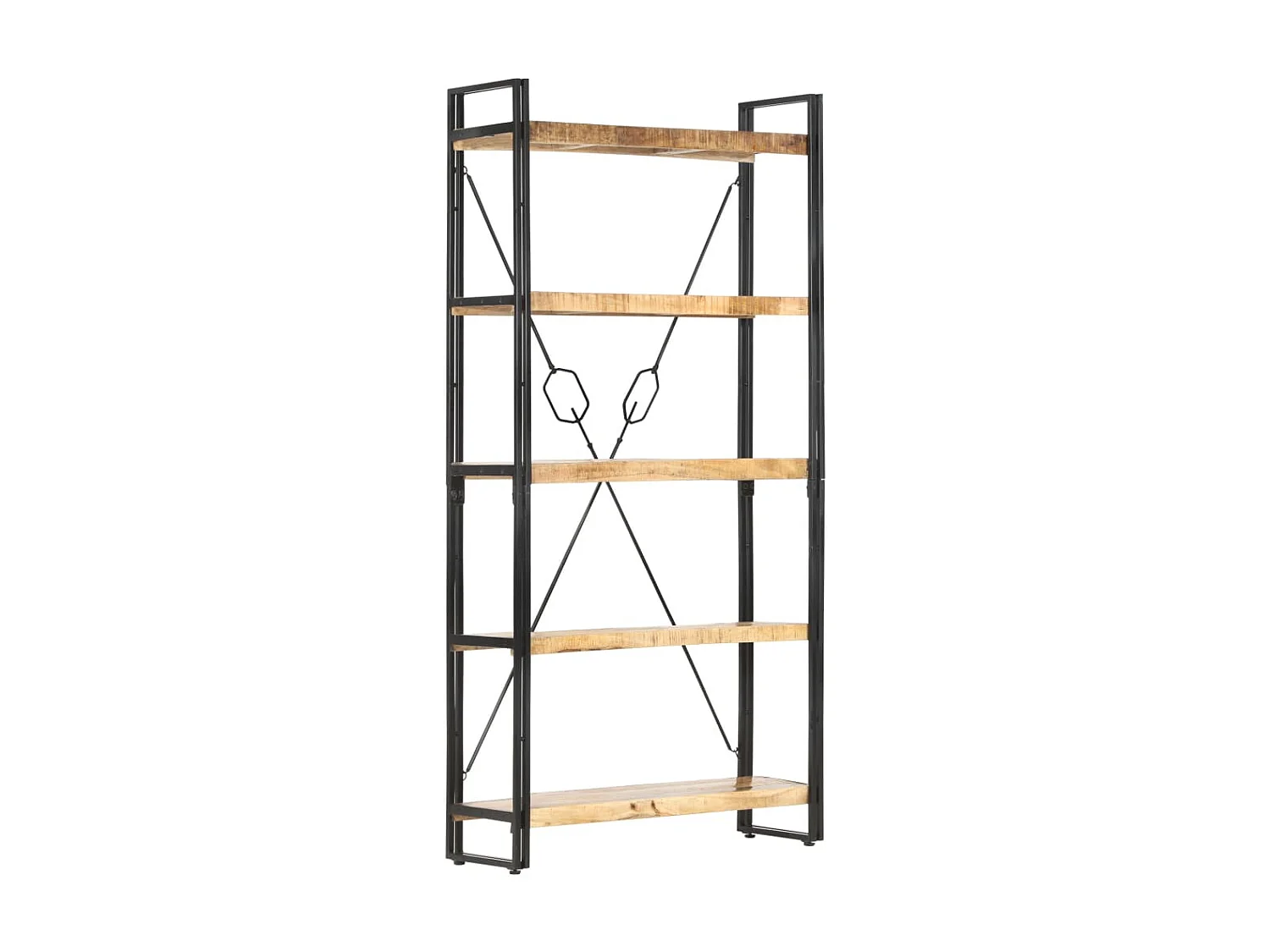 Bibliothèque 5 niveaux 90x30x180 cm Bois solide de manguier OFR41075 BonneVie Meuble