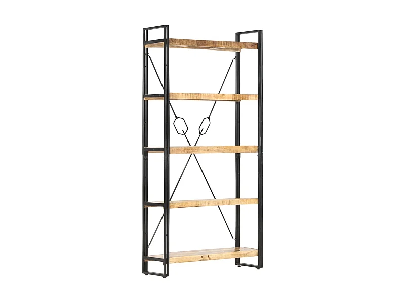 Bibliothèque 5 niveaux 90x30x180 cm Bois solide de manguier OFR41075 BonneVie Meuble