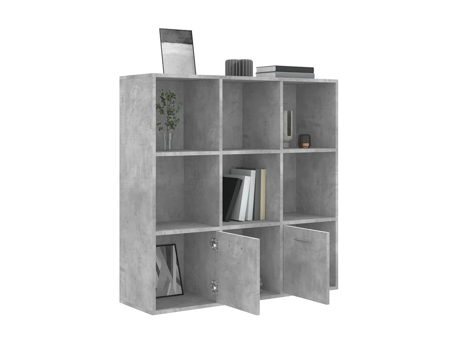 Bibliothèque Gris béton 98x30x98 cm Aggloméré OFR21460 BonneVie Meuble