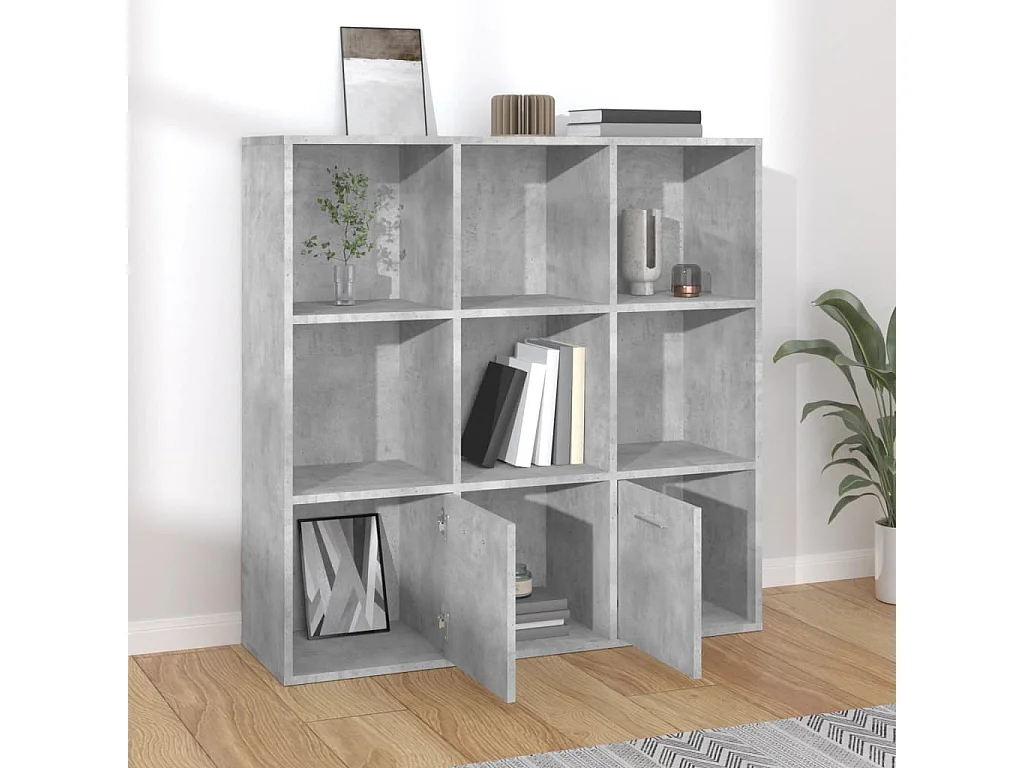 Bibliothèque Gris béton 98x30x98 cm Aggloméré OFR21460 BonneVie Meuble