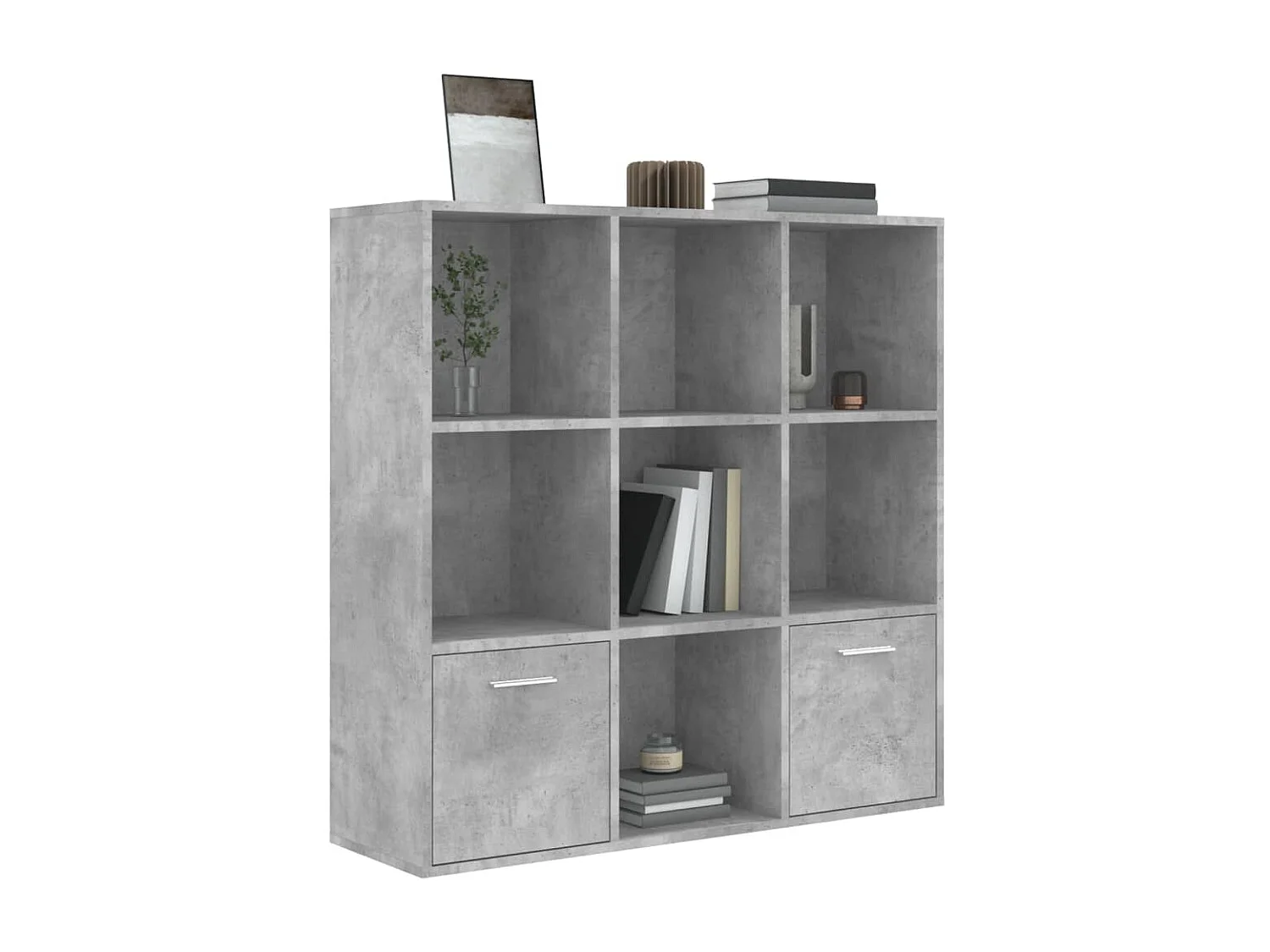 Bibliothèque Gris béton 98x30x98 cm Aggloméré OFR21460 BonneVie Meuble