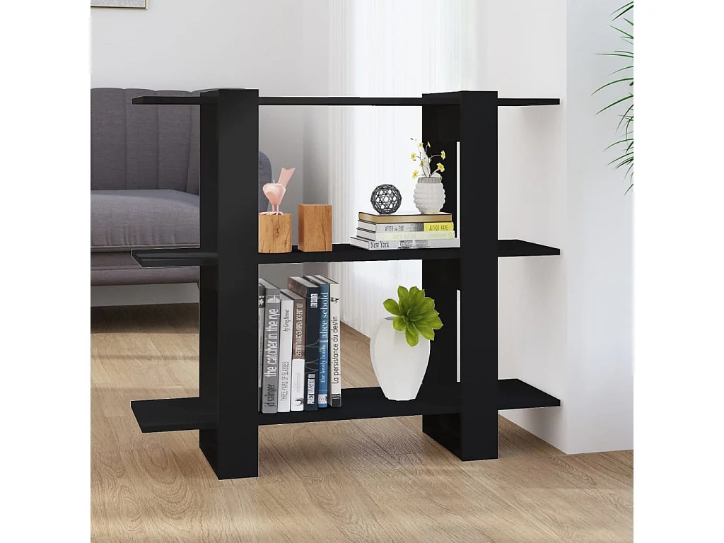 Bibliothèque-Séparateur de pièce Noir 100x30x87 cm OFR15951 BonneVie Meuble