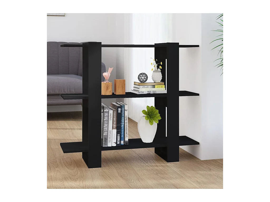 Bibliothèque-Séparateur de pièce Noir 100x30x87 cm OFR15951 BonneVie Meuble