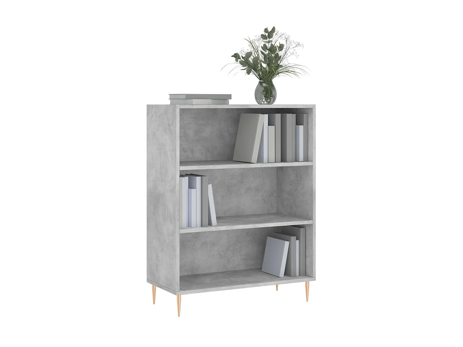 Bibliothèque gris béton 69,5x32,5x90 cm bois d'ingénierie OFR80456 BonneVie Meuble