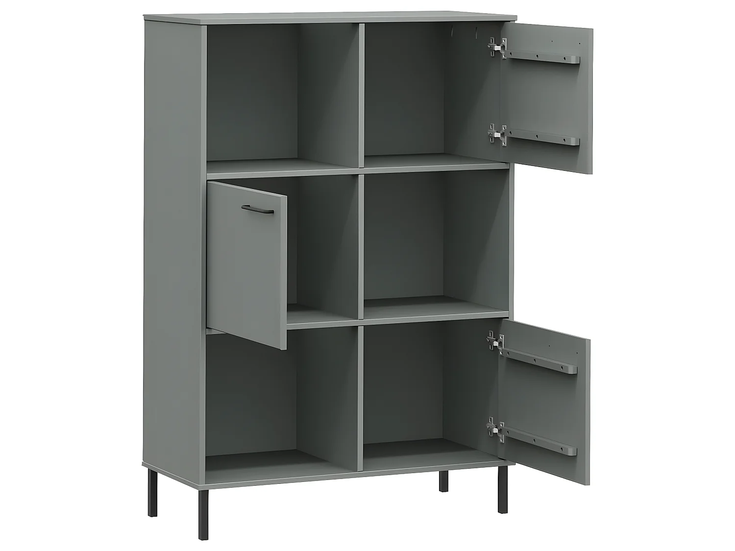 Estante c/ pernas metal 95x35x128,5cm madeira maciça OSLO cinza PT478425