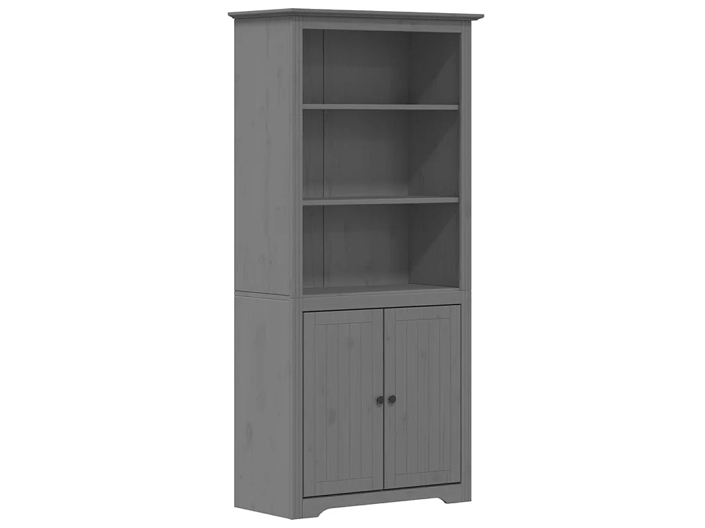 Bibliothèque BODO gris 80 x 40 x 172 cm bois de pin massif OFR41816 BonneVie Meuble