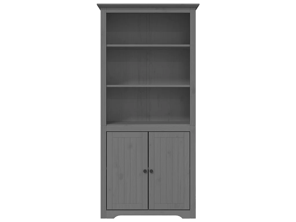 Bibliothèque BODO gris 80 x 40 x 172 cm bois de pin massif OFR41816 BonneVie Meuble