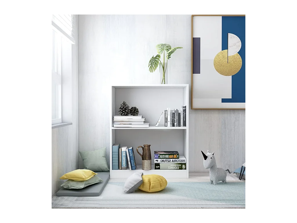Bibliothèque Blanc 60 x 24 x 74,5 cm Bois d'ingénierie OFR58722 BonneVie Meuble
