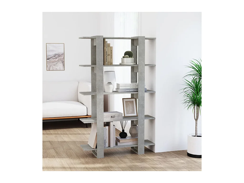 Bibliothèque-Séparateur de pièce Gris béton 100x30x160 cm OFR64694 BonneVie Meuble