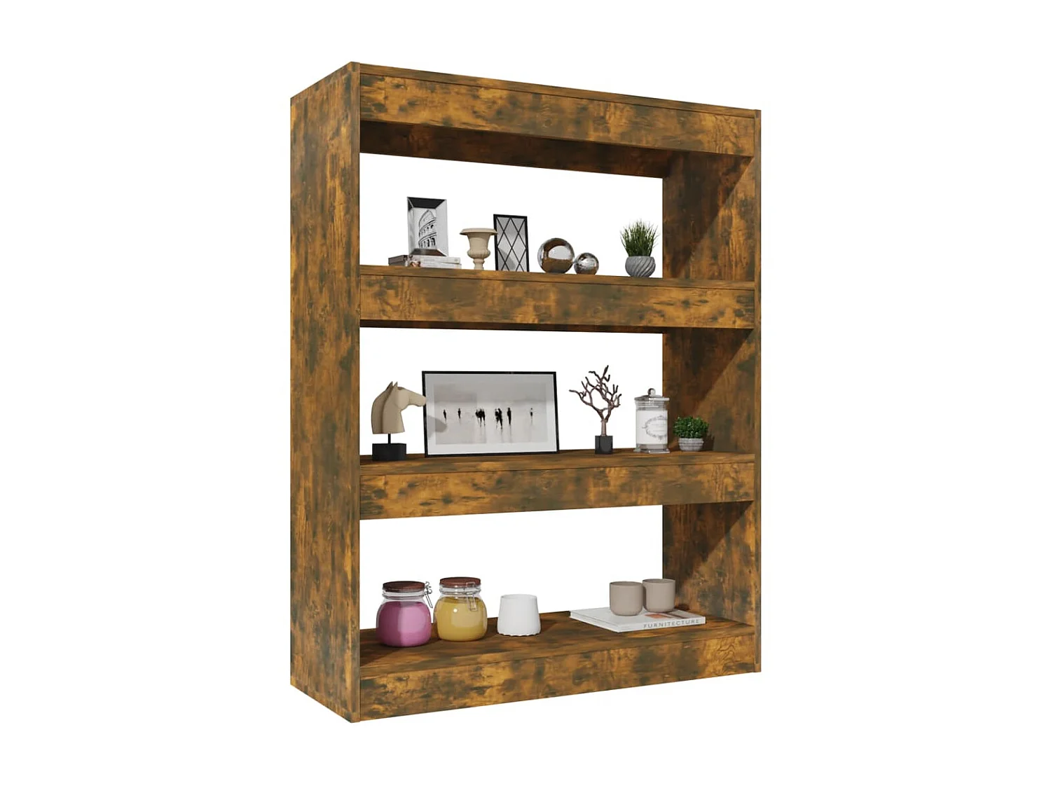 Bibliothèque Chêne fumé 80x30x103 cm Bois ingénierie OFR66019 BonneVie Meuble