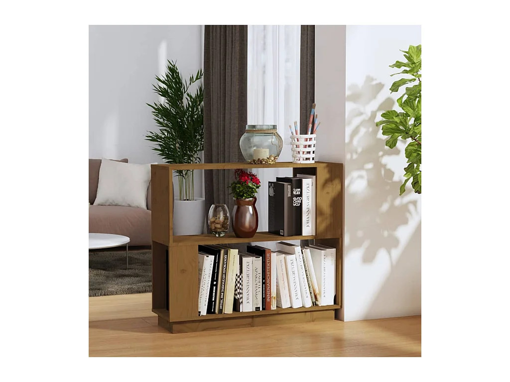 Bibliothèque Marron miel 80x25x70 cm Bois massif OFR35032 BonneVie Meuble