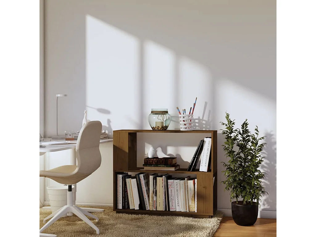 Bibliothèque Marron miel 80x25x70 cm Bois massif OFR35032 BonneVie Meuble