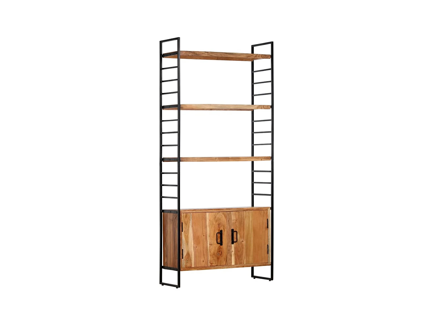 Bibliothèque à 4 niveaux 80x30x180 cm Bois d'acacia massif OFR51353 BonneVie Meuble