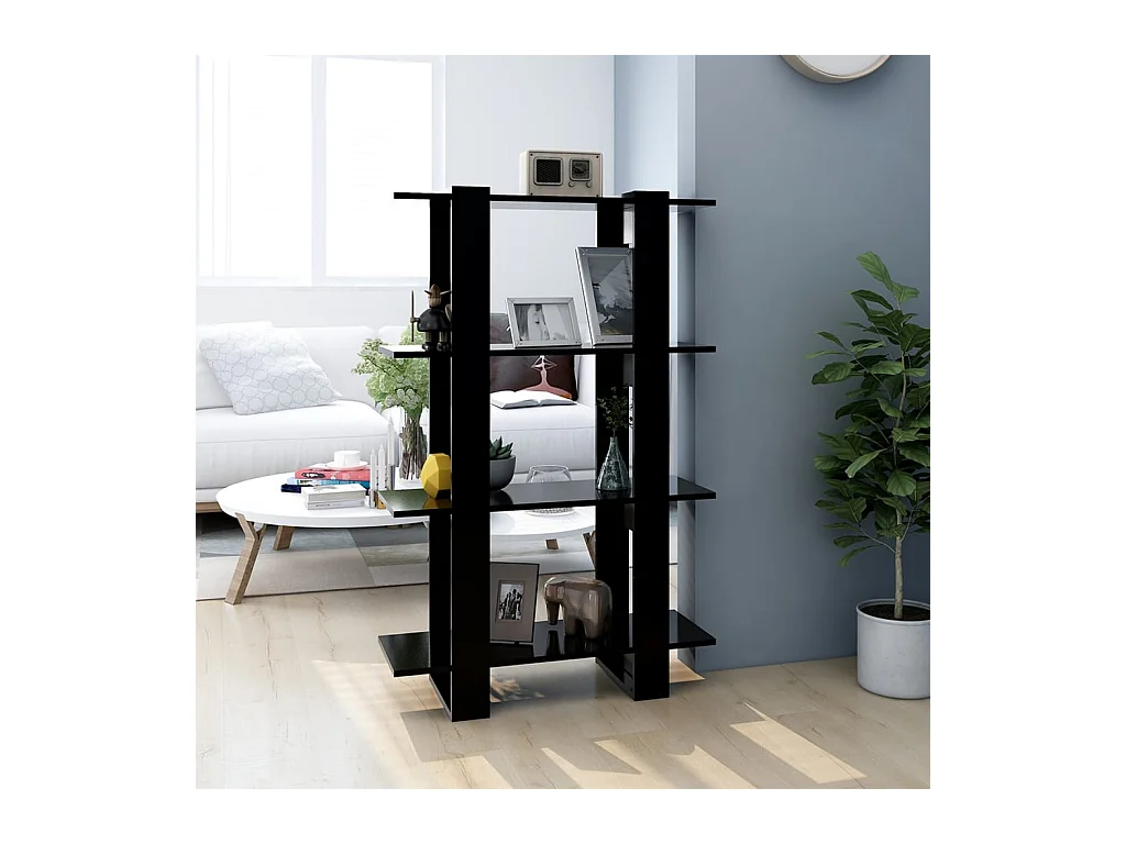 Bibliothèque-Séparateur de pièce Noir 80x30x123,5 cm OFR44698 BonneVie Meuble