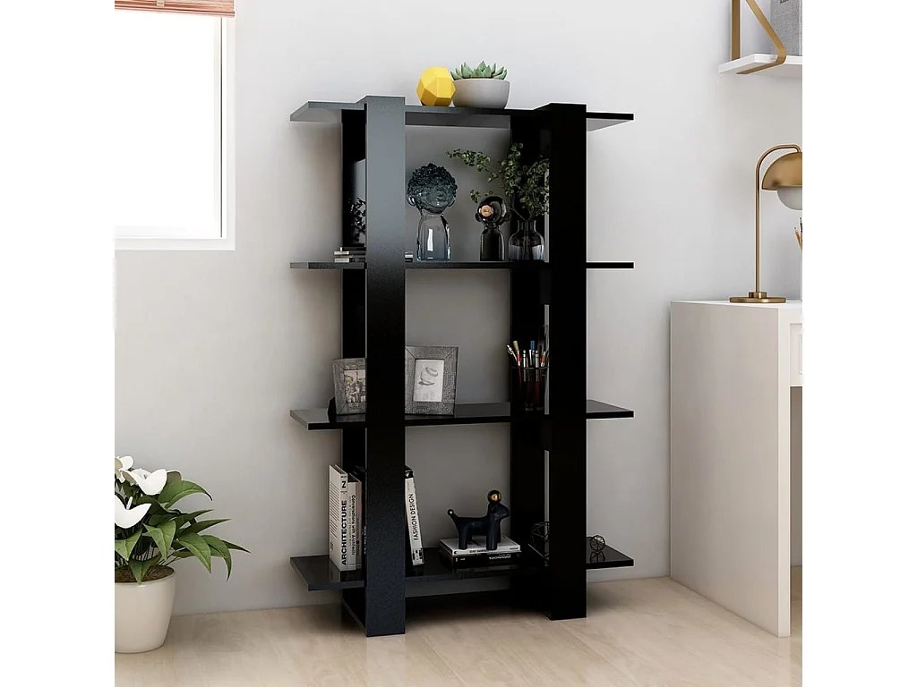 Bibliothèque-Séparateur de pièce Noir 80x30x123,5 cm OFR44698 BonneVie Meuble