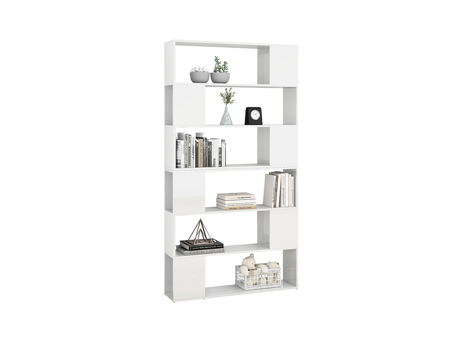 Bücherregal Raumteiler,Bücherschrank Hochglanz-Weiß 100x24x188 cm -gkd46192