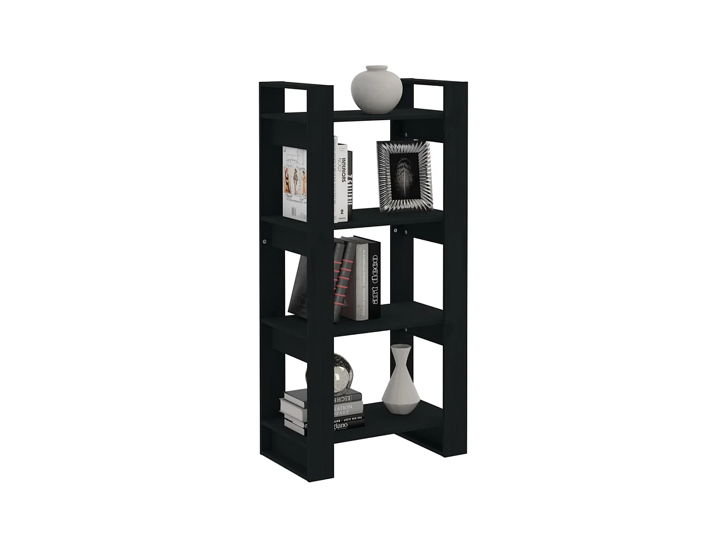 Bücherregal/Bücherschrank,Raumteiler Schwarz 60x35x125 cm Massivholz -gkd794625