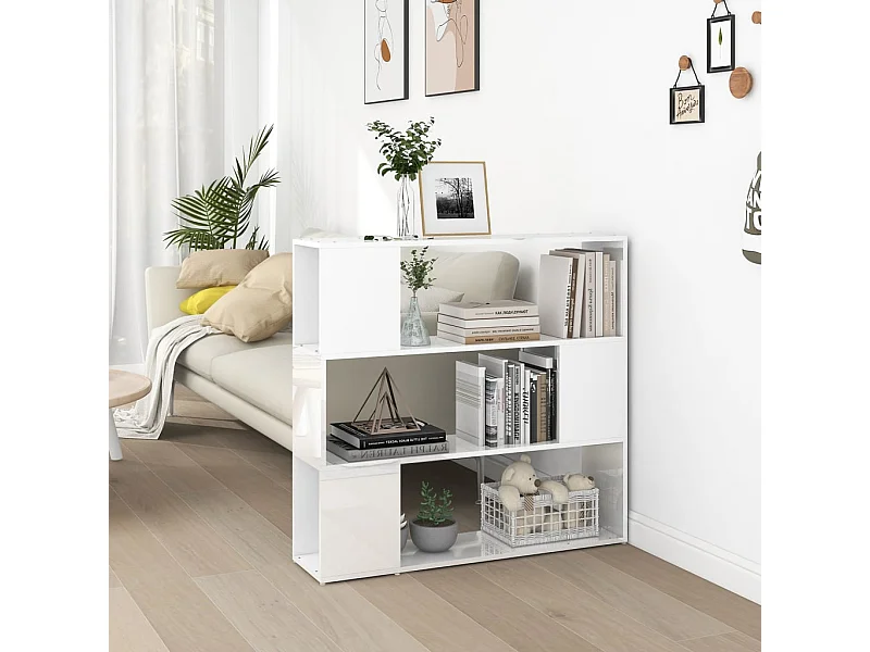 Bücherregal Raumteiler,Bücherschrank Hochglanz-Weiß 100x24x94 cm -gkd728649