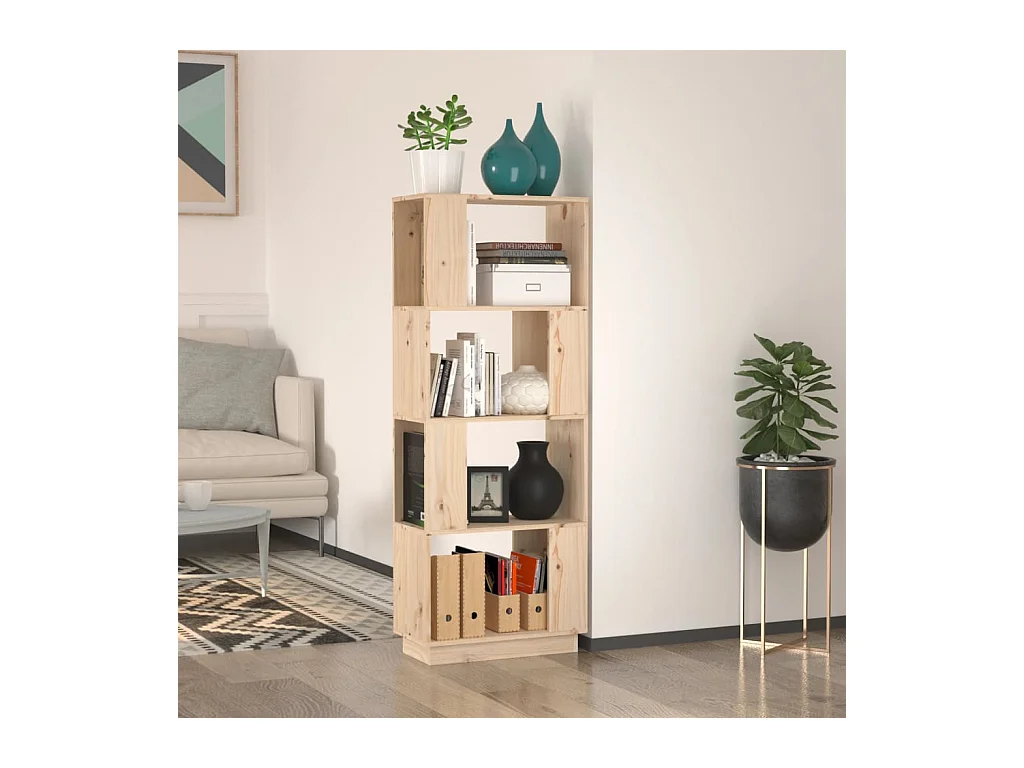 Bibliothèque-Séparateur de pièce 51x25x132 cm Pin solide OFR36442 BonneVie Meuble