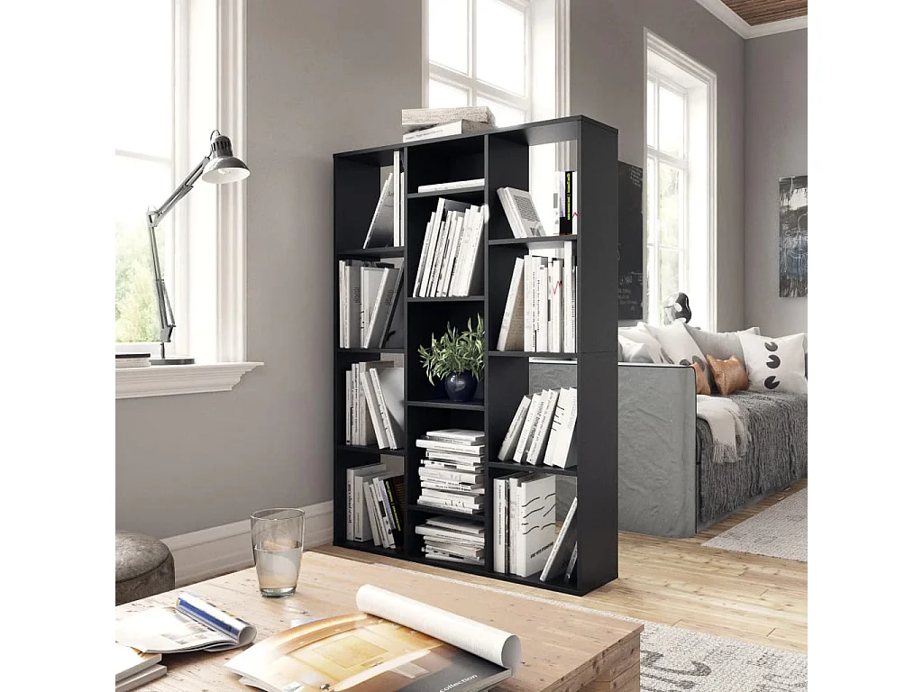 Bücherregal/Bücherschrank,Raumteiler Schwarz 100x24x140 cm Holzwerkstoff -gkd661547