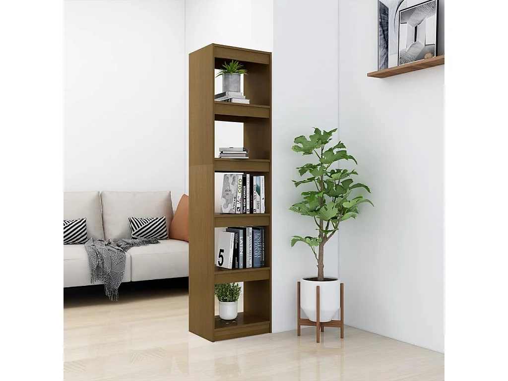 Bibliothèque-Séparateur de pièce Marron miel 40x30x167,5 cm Pin OFR57057 BonneVie Meuble
