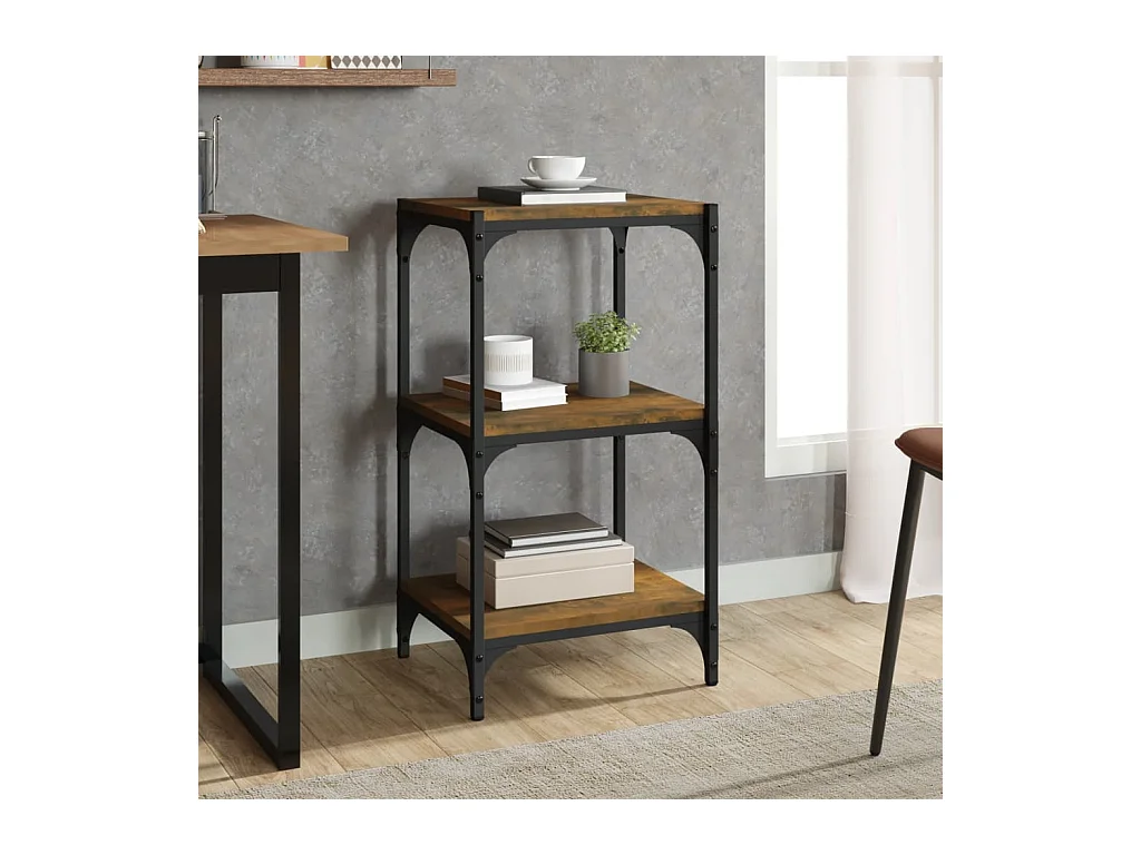 Bibliothèque Chêne fumé 40x33x70,5cm Bois d'ingénierie et acier OFR78946 BonneVie Meuble