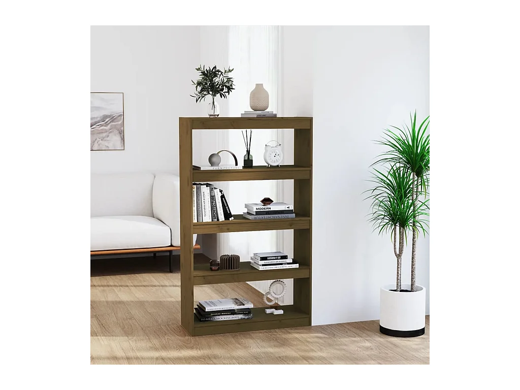 Bibliothèque-Séparateur de pièce Marron miel 80x30x135,5 cm Pin OFR64235 BonneVie Meuble