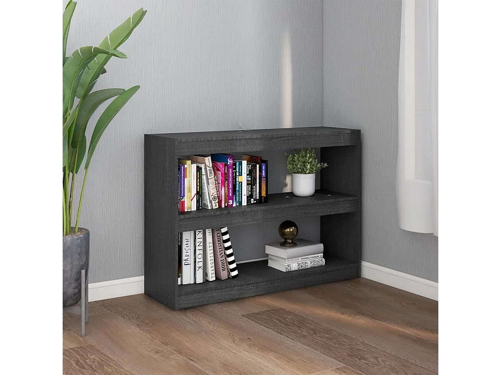 Bibliothèque-Séparateur de pièce Gris 100x30x71,5 cm Pin massif OFR59801 BonneVie Meuble