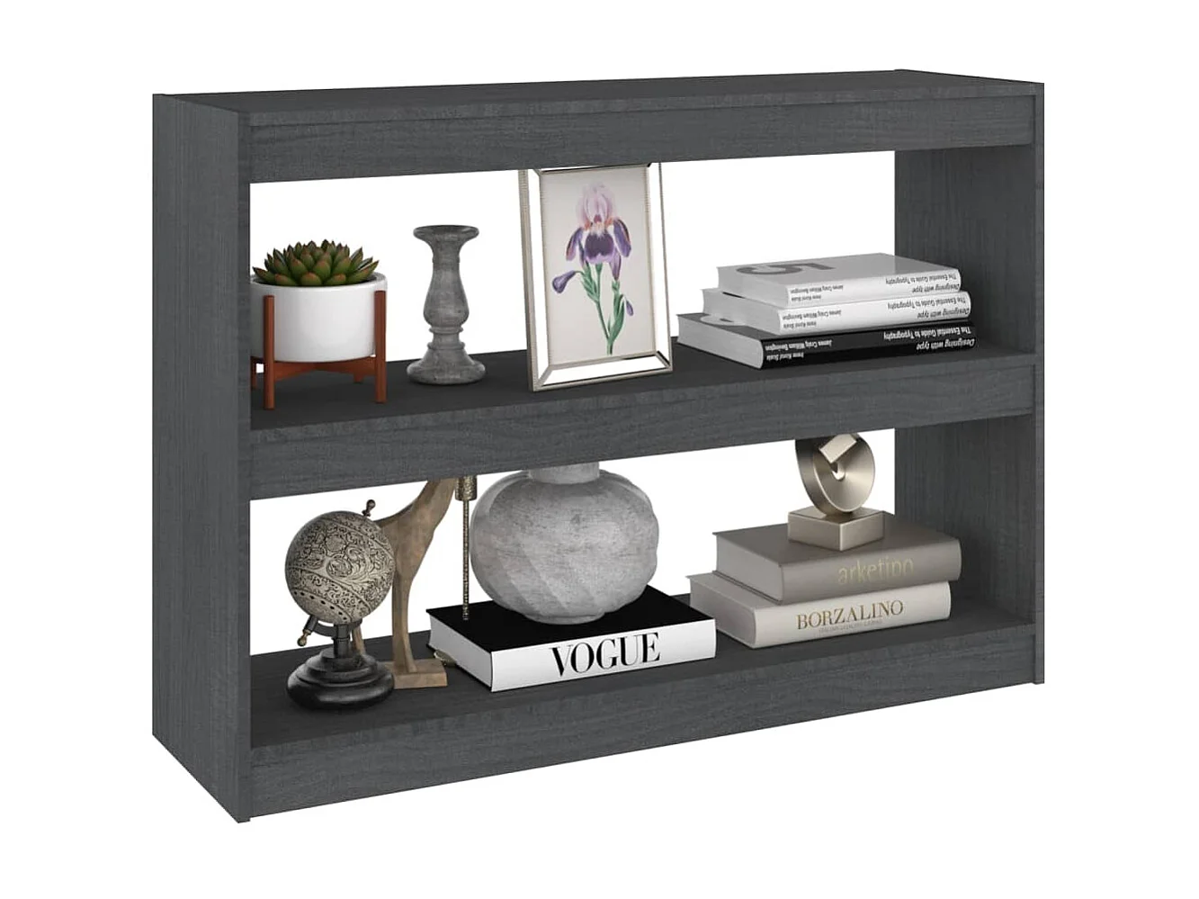 Bibliothèque-Séparateur de pièce Gris 100x30x71,5 cm Pin massif OFR59801 BonneVie Meuble