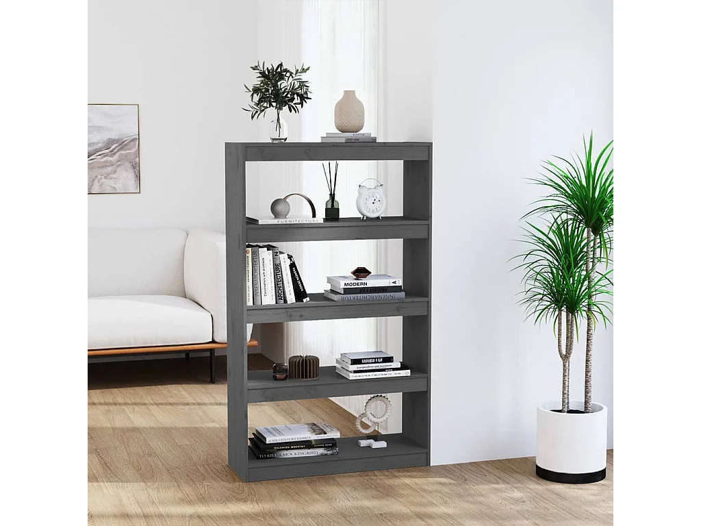 Bücherregal Raumteiler,Bücherschrank Grau 80x30x135,5 cm Massivholz Kiefer -gkd758727