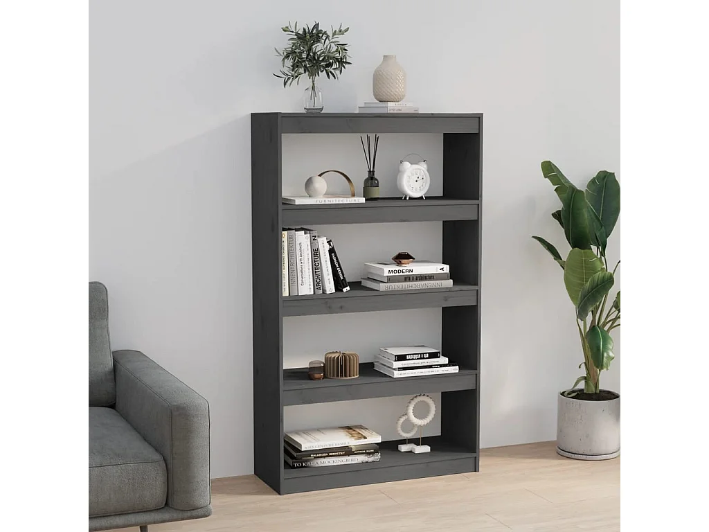 Bücherregal Raumteiler,Bücherschrank Grau 80x30x135,5 cm Massivholz Kiefer -gkd758727