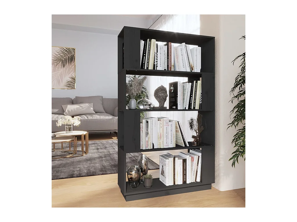 Bibliothèque-Séparateur de pièce Gris 80x25x132 cm Pin solide OFR32610 BonneVie Meuble