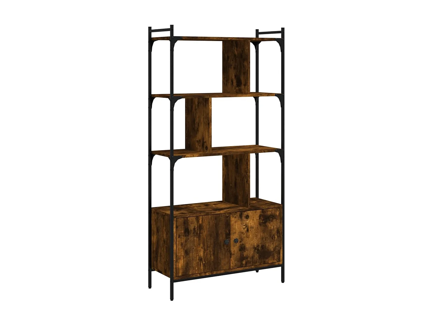 Bibliothèque avec portes chêne fumé 76,5x30x154,5 cm OFR70735 BonneVie Meuble