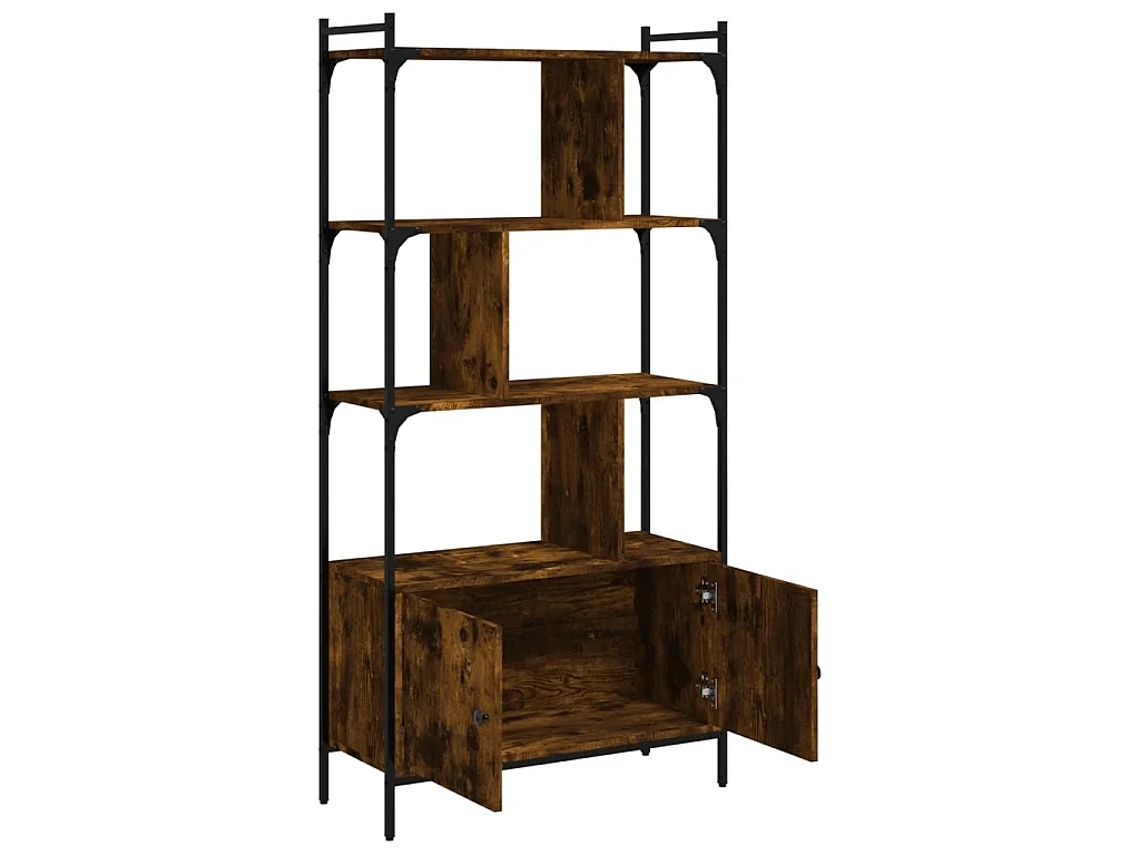 Bibliothèque avec portes chêne fumé 76,5x30x154,5 cm OFR70735 BonneVie Meuble