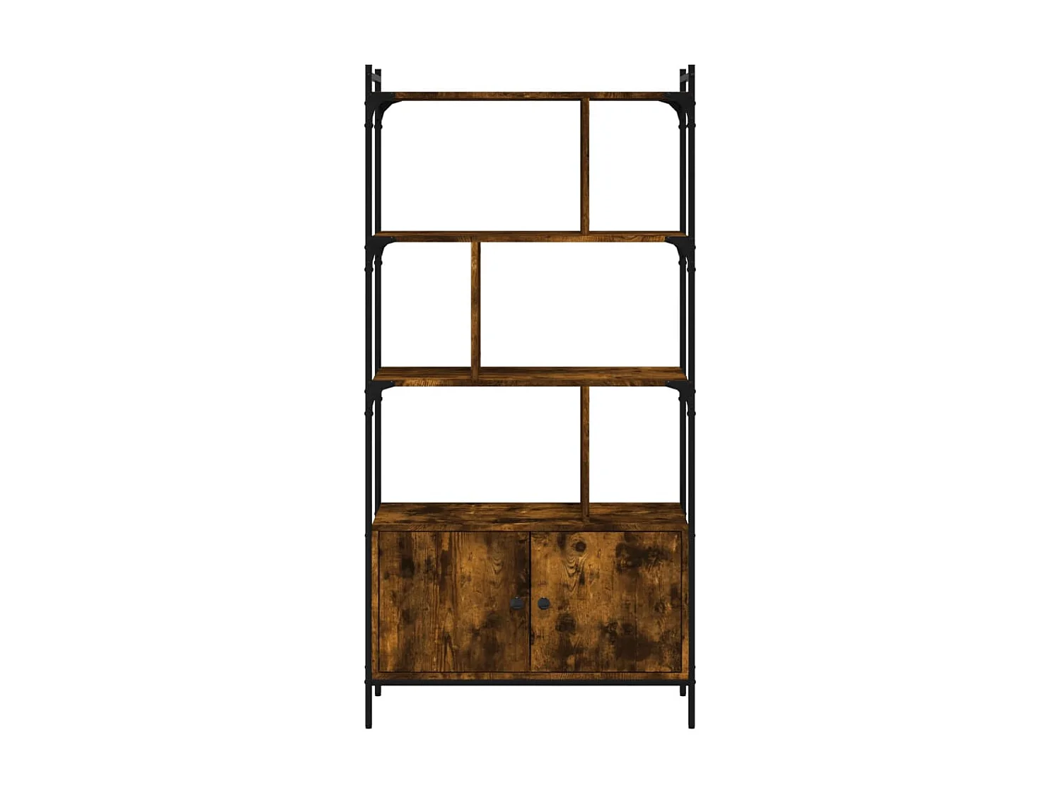 Bibliothèque avec portes chêne fumé 76,5x30x154,5 cm OFR70735 BonneVie Meuble