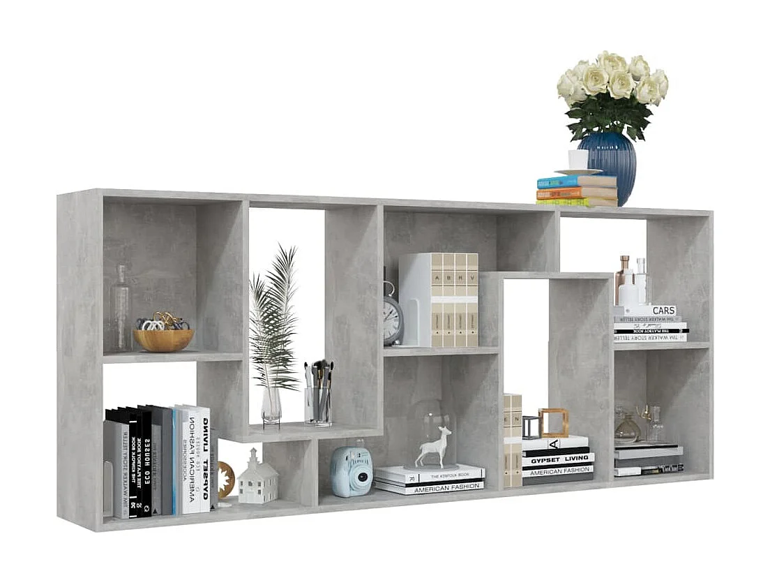 Bibliothèque Gris béton 67x24x161 cm Aggloméré OFR59637 BonneVie Meuble