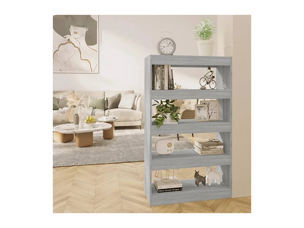 Bibliothèque-Séparateur de pièce Sonoma gris 80x30x135 cm OFR86909 BonneVie Meuble