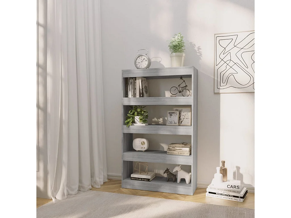 Bibliothèque-Séparateur de pièce Sonoma gris 80x30x135 cm OFR86909 BonneVie Meuble