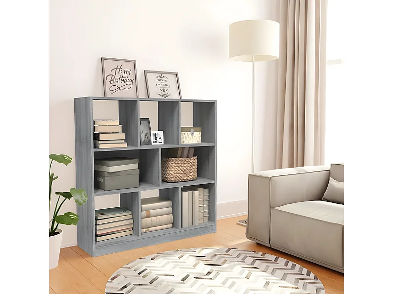 Bibliothèque Sonoma gris 97,5x29,5x100 cm Bois d'ingénierie OFR21864 BonneVie Meuble