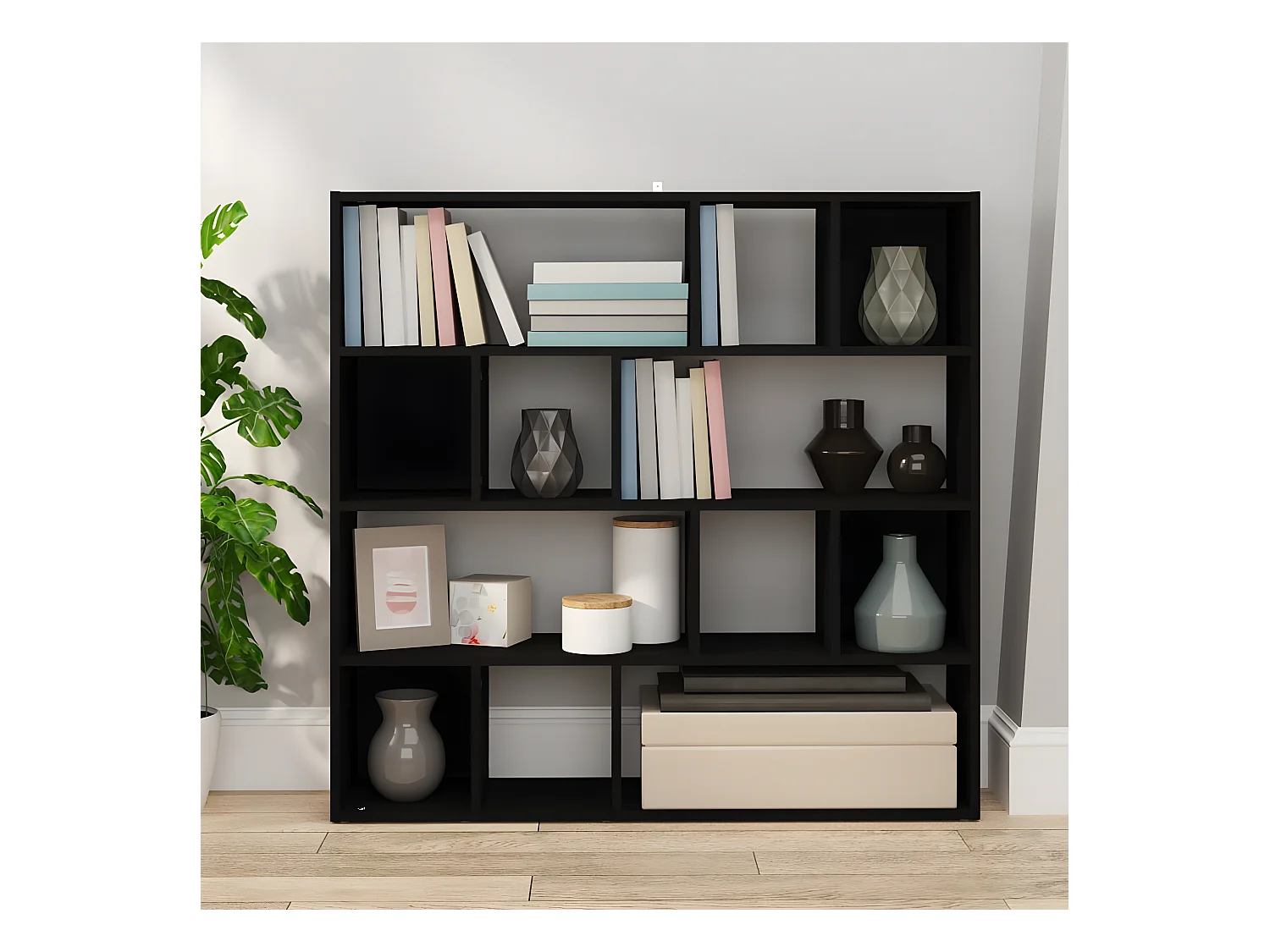 Bücherregal/Bücherschrank,Raumteiler Schwarz 105x24x102 cm -gkd377683