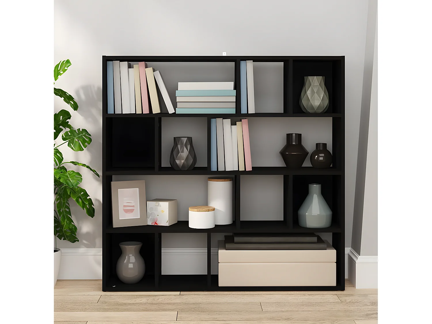 Bibliothèque de séparation Noir 105x24x102 cm OFR33050 BonneVie Meuble