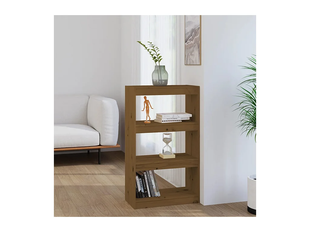 Bibliothèque-Séparateur de pièce Marron miel 60x30x103,5 cm Pin OFR22976 BonneVie Meuble