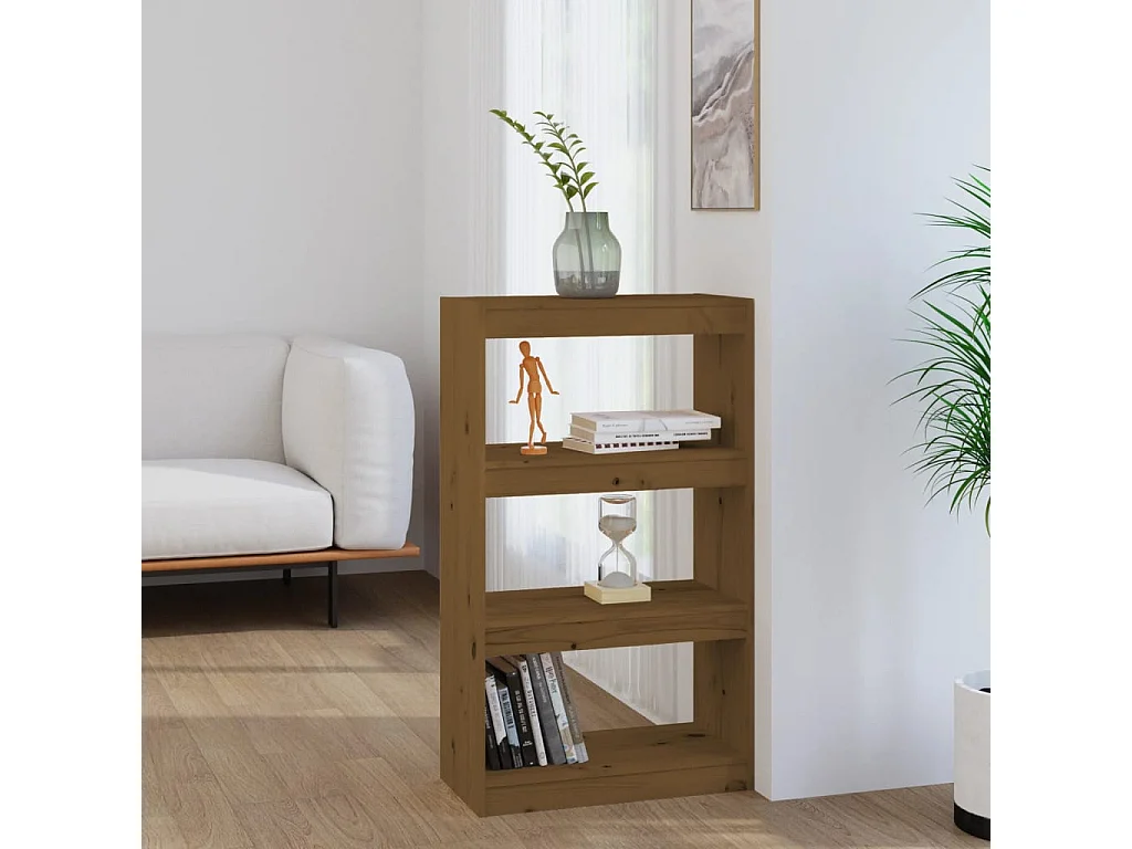 Bibliothèque-Séparateur de pièce Marron miel 60x30x103,5 cm Pin OFR22976 BonneVie Meuble