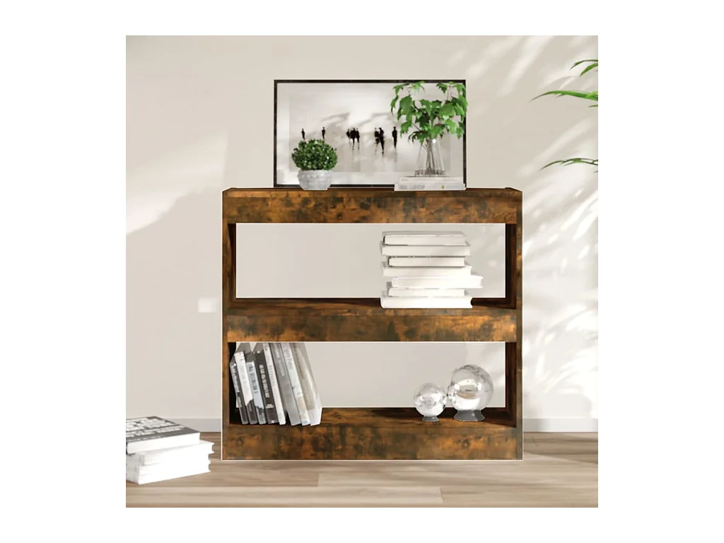 Bibliothèque-Séparateur de pièce Chêne fumé 80x30x72 cm OFR46620 BonneVie Meuble