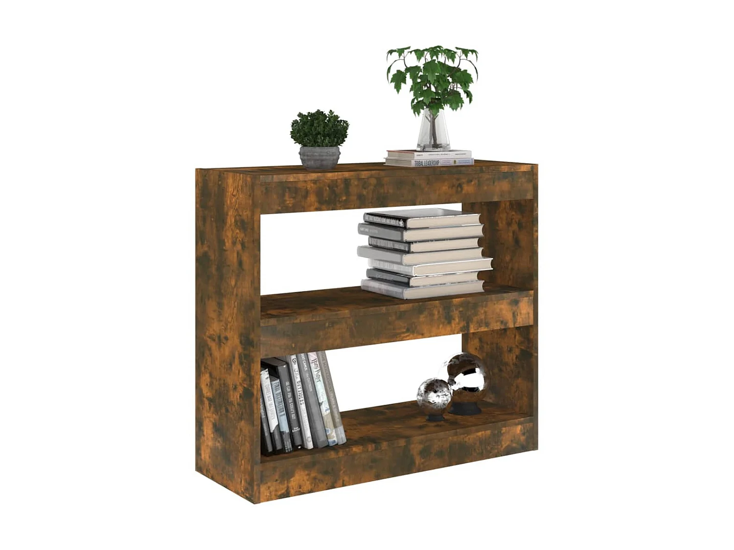 Bibliothèque-Séparateur de pièce Chêne fumé 80x30x72 cm OFR46620 BonneVie Meuble