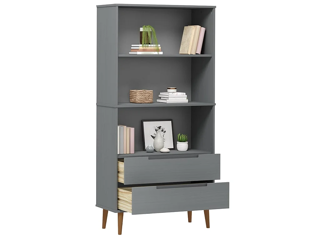 Estante MOLDE 85x35x170,5 cm pinho maciço cinzento PT462024