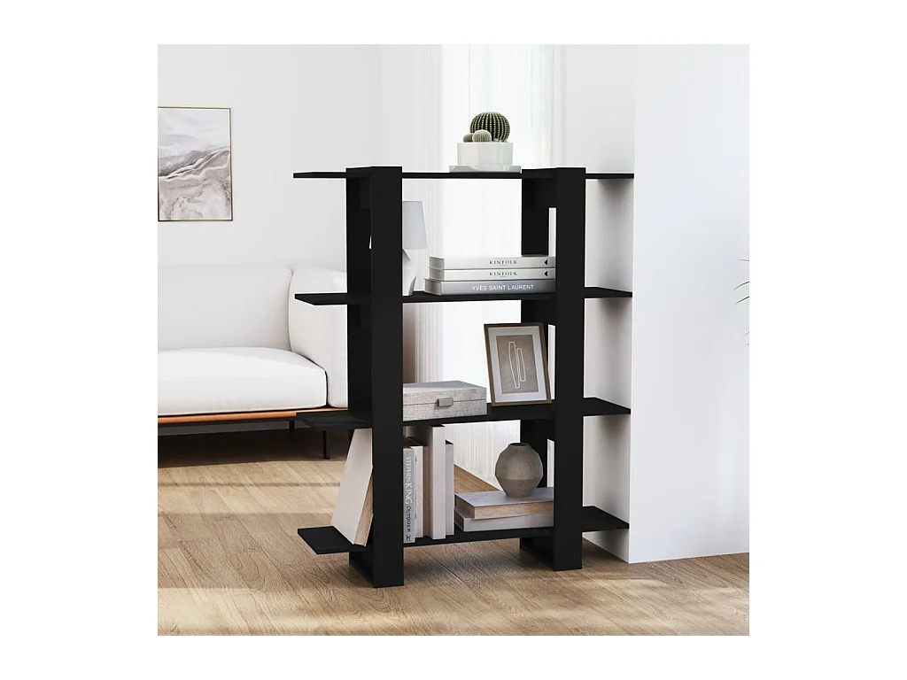 Bibliothèque-Séparateur de pièce Noir 100x30x123,5 cm OFR38103 BonneVie Meuble