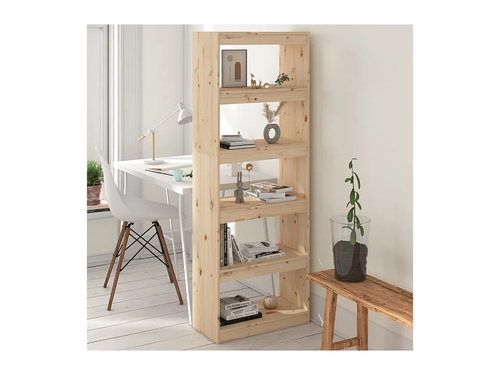 Bibliothèque-Séparateur de pièce 60x30x167,5 cm Bois de pin OFR48020 BonneVie Meuble
